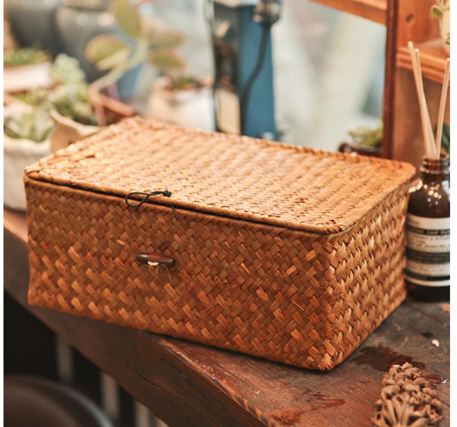 Seagrass Storage Basket with Lid - Image 5
