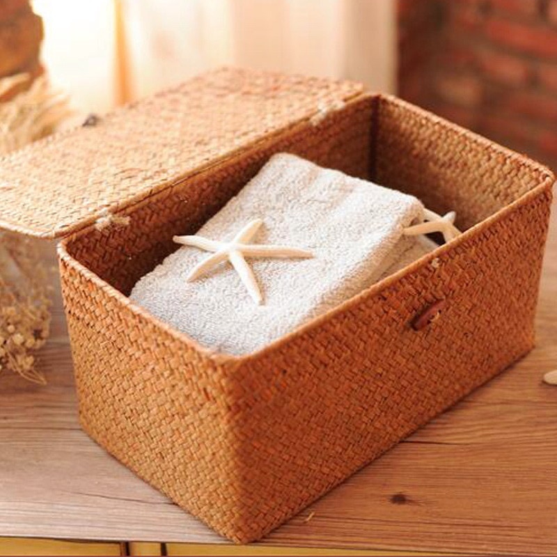Woven Seagrass Storage Box with Lid Woven Seagrass Storage Box with Lid