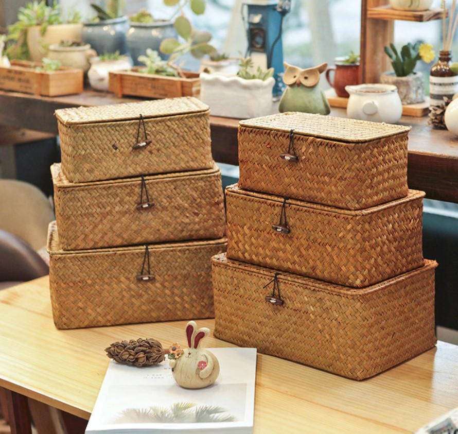 Seagrass Storage Basket with Lid - Image 3