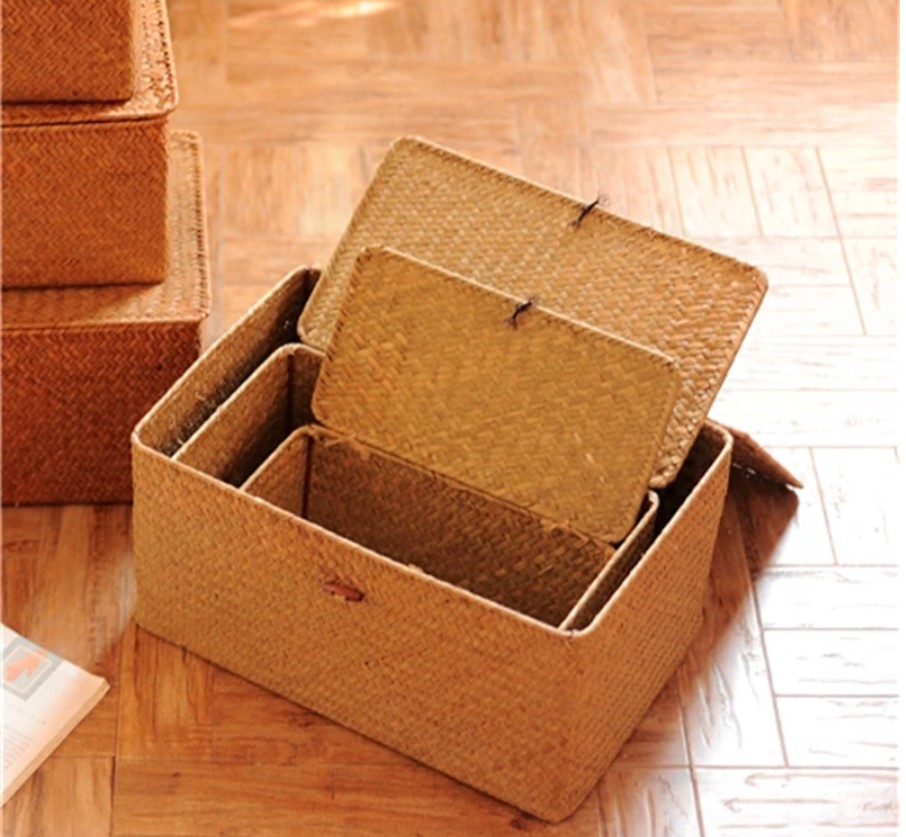 Seagrass Storage Basket with Lid - Image 4