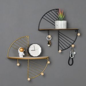 Modern Metal Wall Shelf – Gold & Black