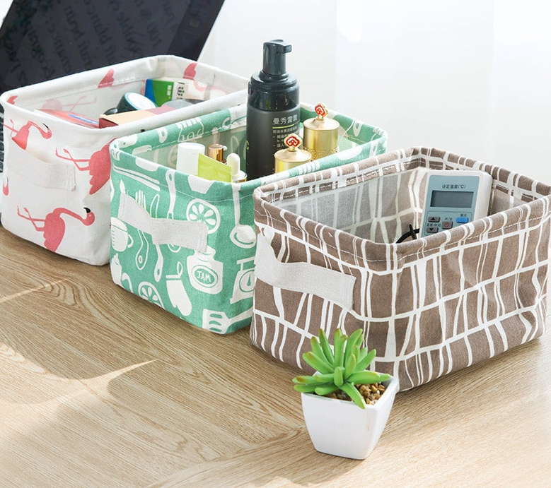Waterproof Desktop Storage Basket with Nature Prints