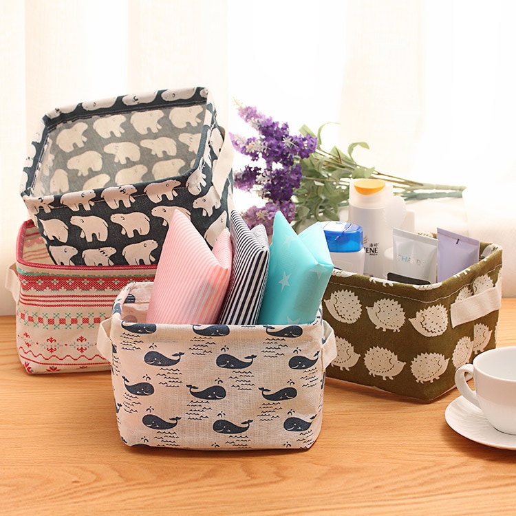 Waterproof Desktop Storage Basket with Nature Prints Waterproof Desktop Storage Basket with Nature Prints
