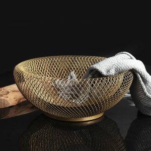 Iron Fruit Basket in Gold and Black