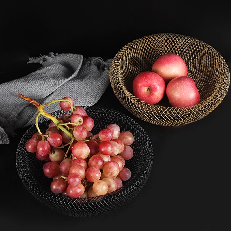 Iron Fruit Basket in Gold and Black