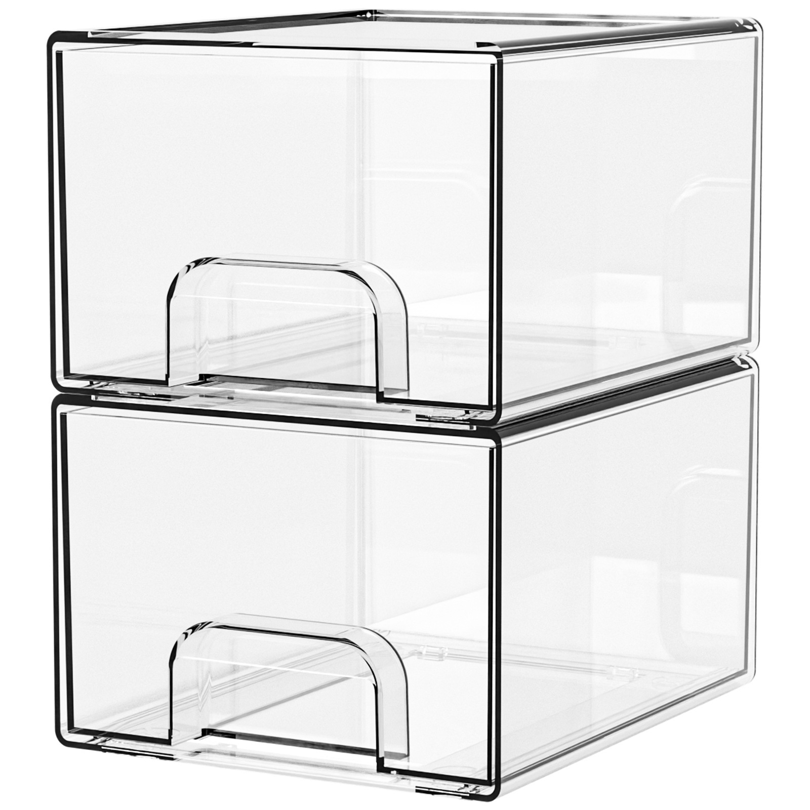 1 2 4 Pack Clear Stackable Storage Drawers, 11.2cm, 4.4in Tall Acrylic Bathroom Makeup Organizer,Plastic Storage Bins For Vanity, Undersink, Kitchen Cabinets, Pantry, Home Organization - Image 4
